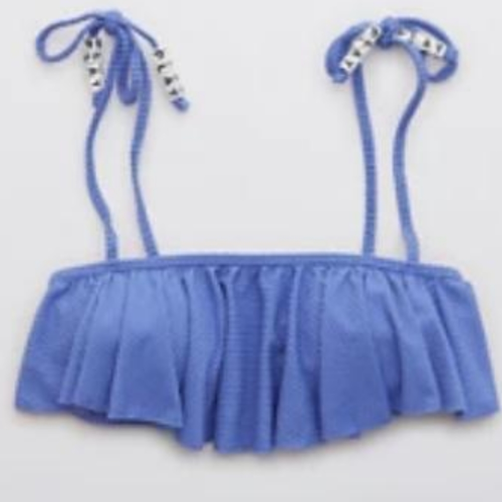 Aerie Textured Ruffle Bandeau Bikini Top